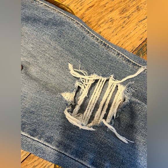 OLD NAVY - Distressed Denim Overalls with Side Zip - Size 8 Petite - Picture 9 of 12